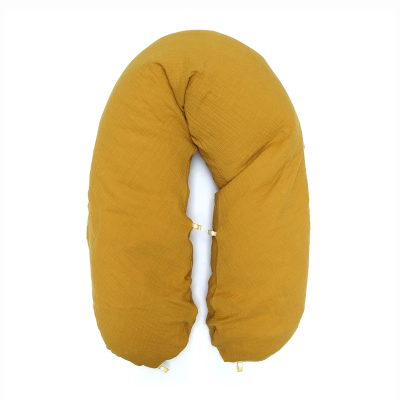 "Das Original" Theraline Stillkissen inkl. Musselin Bezug (190 cm x 38 cm) - Senf Gelb