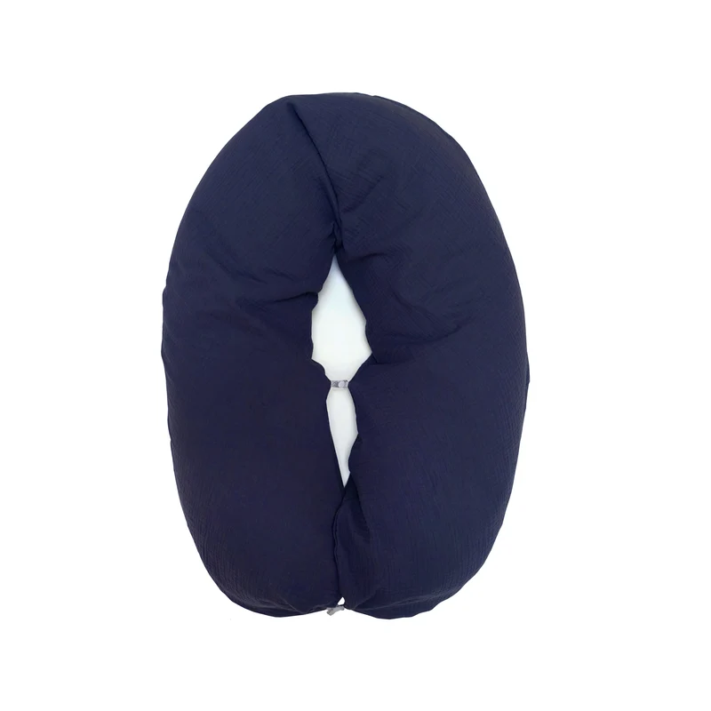 Stillkissenbezug aus Musselin mit Nestbau-Funktion für Theraline Das Original (190cm x38 cm) - Dunkelblau