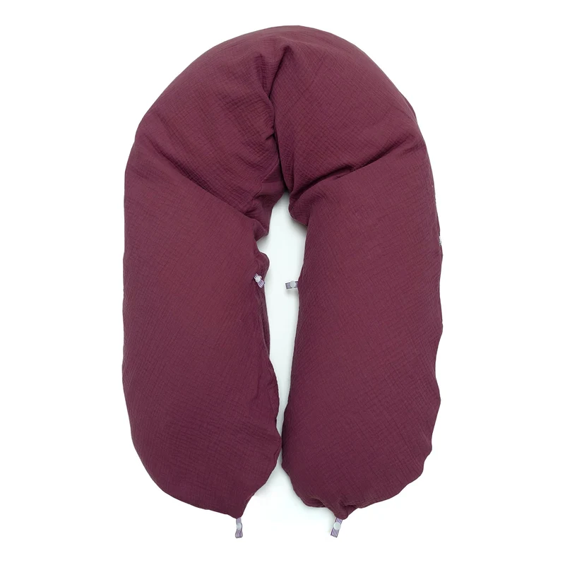 "Das Original" Theraline Stillkissen inkl. Musselin Bezug (190 cm x 38 cm) - Pflaume