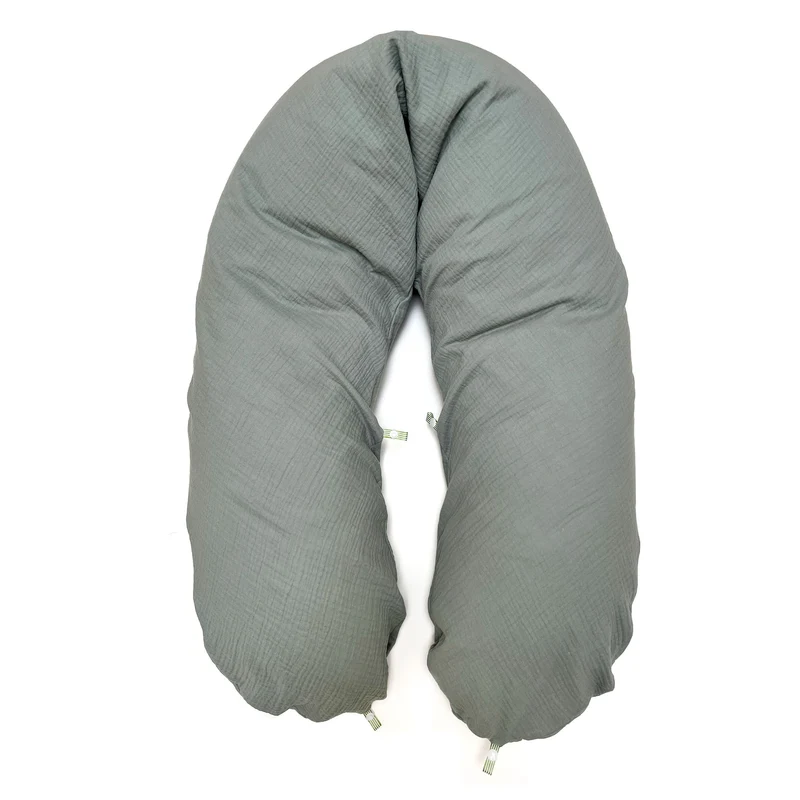 Stillkissenbezug aus Musselin mit Nestbau-Funktion für Theraline "Das Original" (190cm x38 cm) in Salbei
