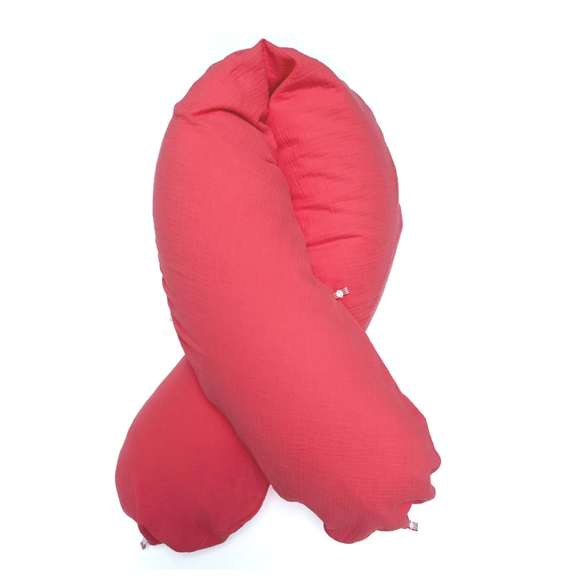 "Das Original" Theraline Stillkissen inkl. Musselin Bezug (190 cm x 38 cm) - Korall Rot