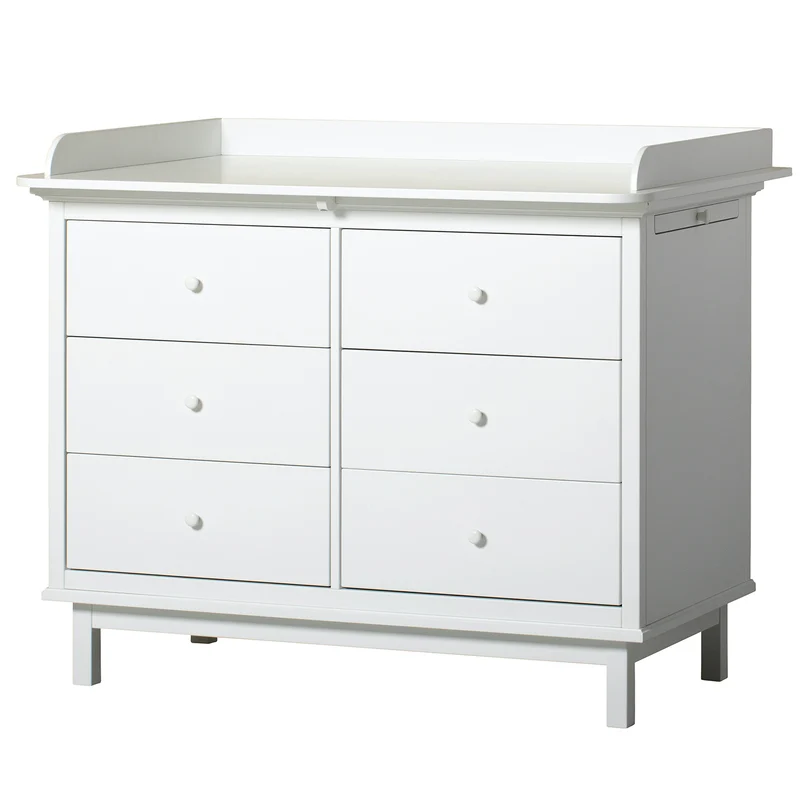 Oliver Furniture Seaside Wickelplatte für Kommode mit 6 Schubladen Weiss
