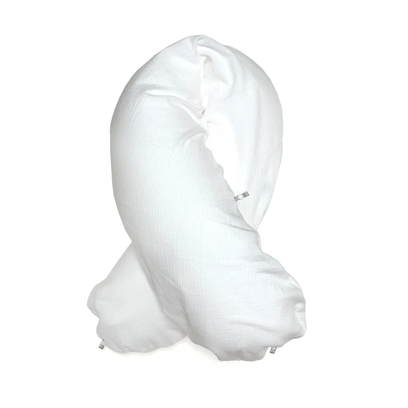 Stillkissenbezug aus Musselin mit Nestbau-Funktion für Theraline "Das Original" (190cm x38 cm) - Weiss