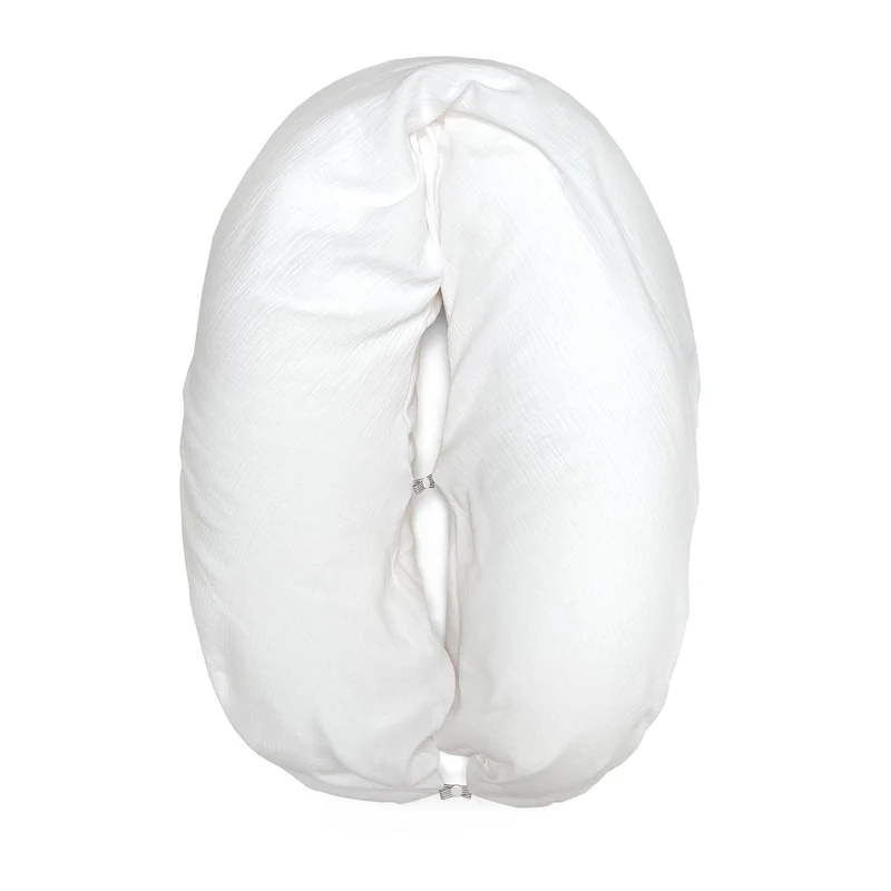 Stillkissenbezug aus Musselin mit Nestbau-Funktion für Theraline "Das Original" (190cm x38 cm) - Weiss