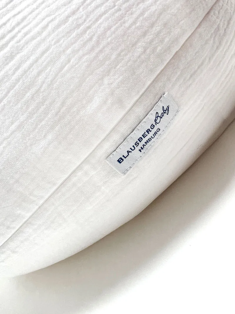 Stillkissenbezug aus Musselin mit Nestbau-Funktion für Theraline "Das Original" (190cm x38 cm) - Weiss
