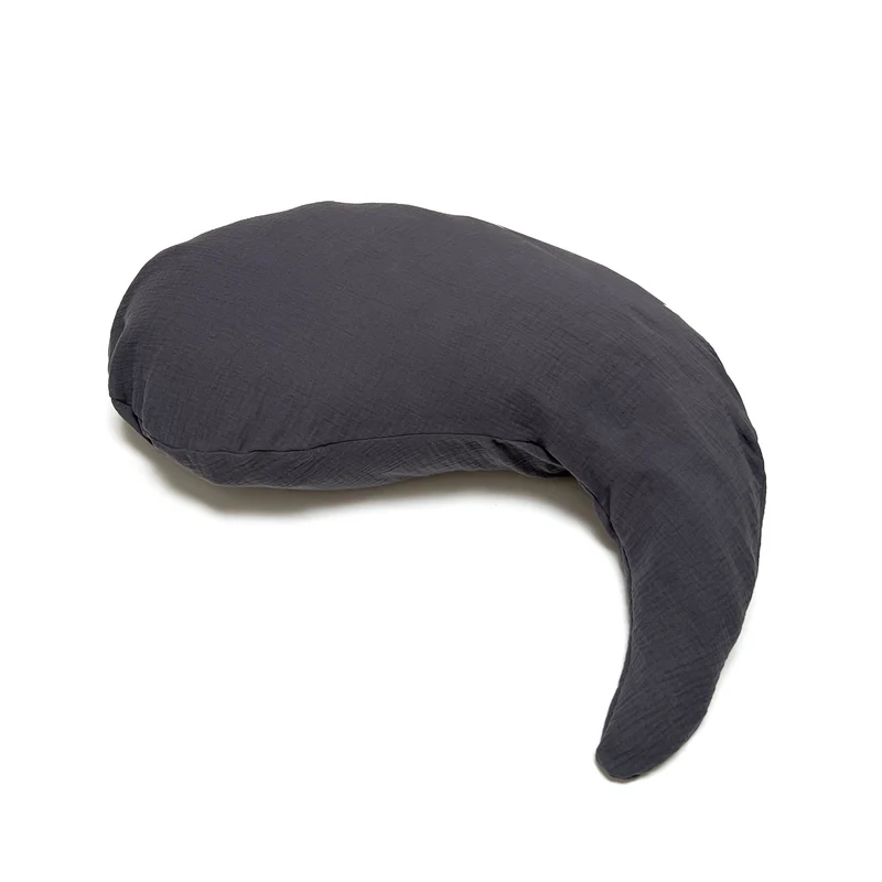 Yinnie Theraline Stillkissen inkl Bezug Musselin (135 cm x 35 cm) Dunkelgrau