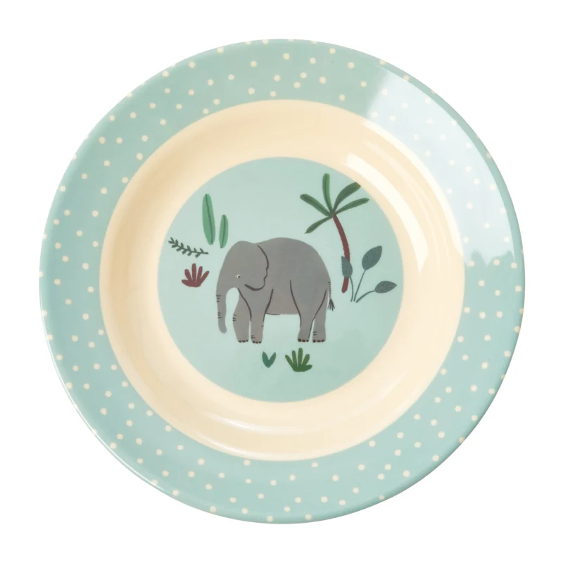 Rice Melamin Kinderteller tief 'Jungle Animals' Blau