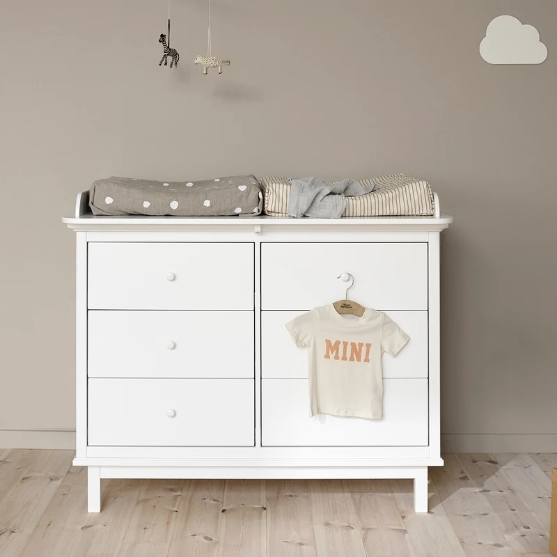 Oliver Furniture Seaside Wickelkommode mit 6 Schubladen Weiss
