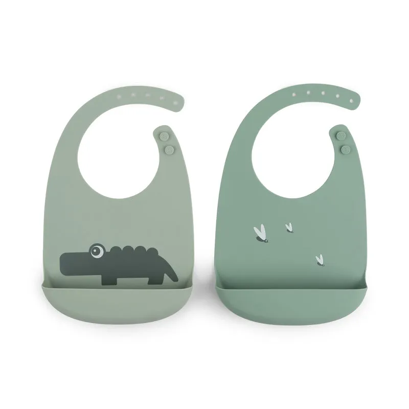 Lätzchen “Croco Green” aus Silikon 2er Pack