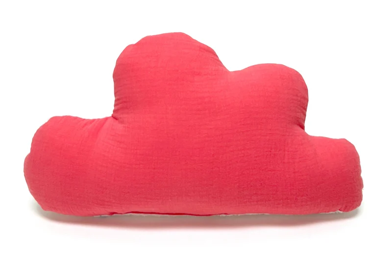 Kissen personalisiert mit Namen Baby - Musselin Korall Rot
