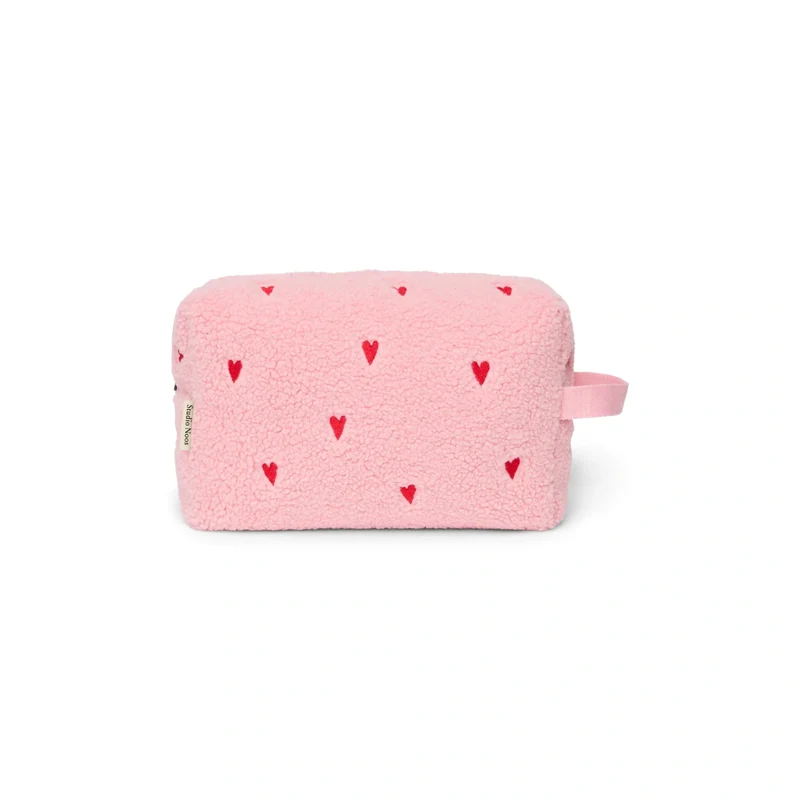 STUDIO NOOS Kosmetiktasche Hellrosa Herzen Teddy