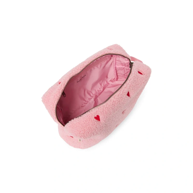 STUDIO NOOS Kosmetiktasche Hellrosa Herzen Teddy