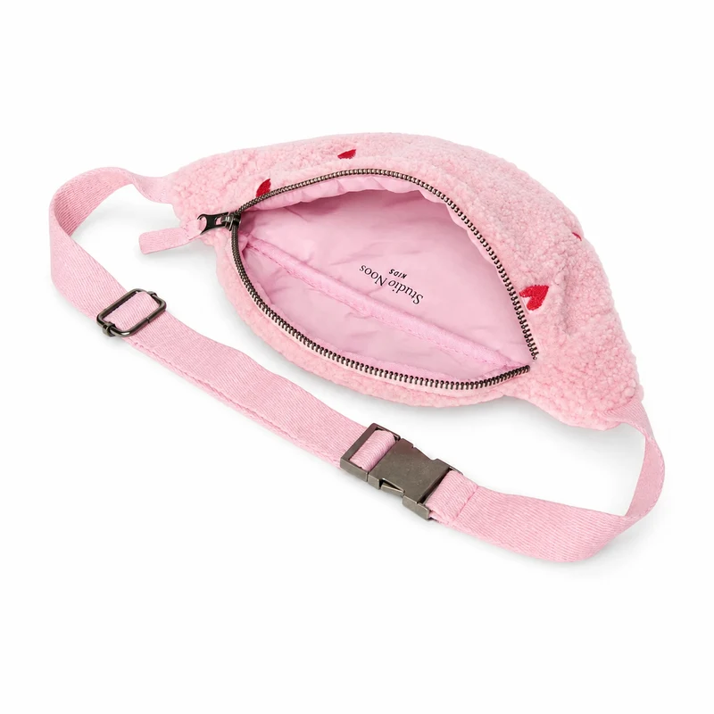 STUDIO NOOS Gürteltasche Mini Hellrosa Herzen Teddy