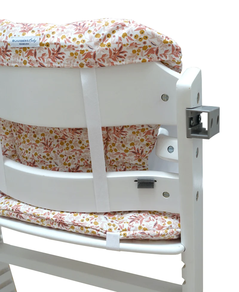 Mit Namens-Stickerei - ABWASCHBAR Timba Sitzkissen Set Blumenwiese Rosa Beige für Bebeconfort Hochstuhl - personalisiert