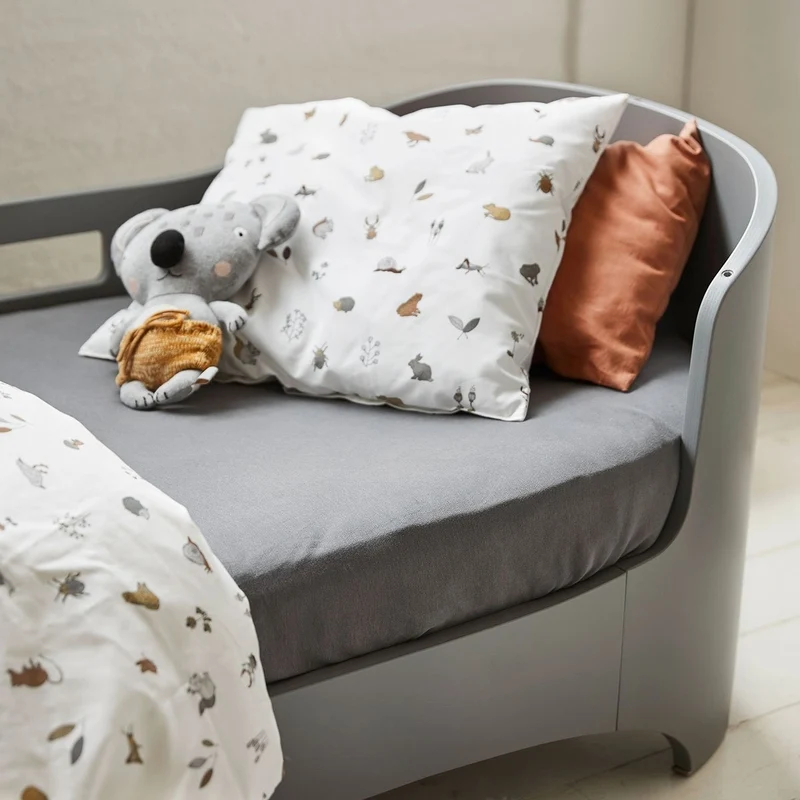 Leander Fixleintuch Bio-Baumwolle 2er-Pack Juniorbett 70x 140 cm Cool grey
