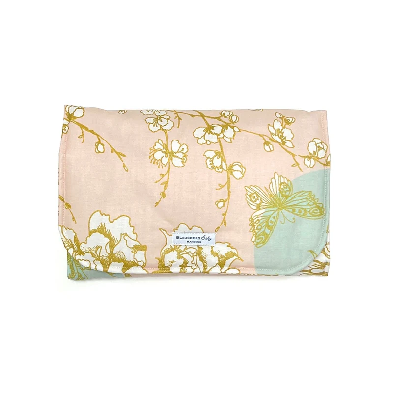 Wickeltasche Windeltasche mit Wickelunterlage für unterwegs ABWiSCHBAR Blossom Mint Blush Beschichtet