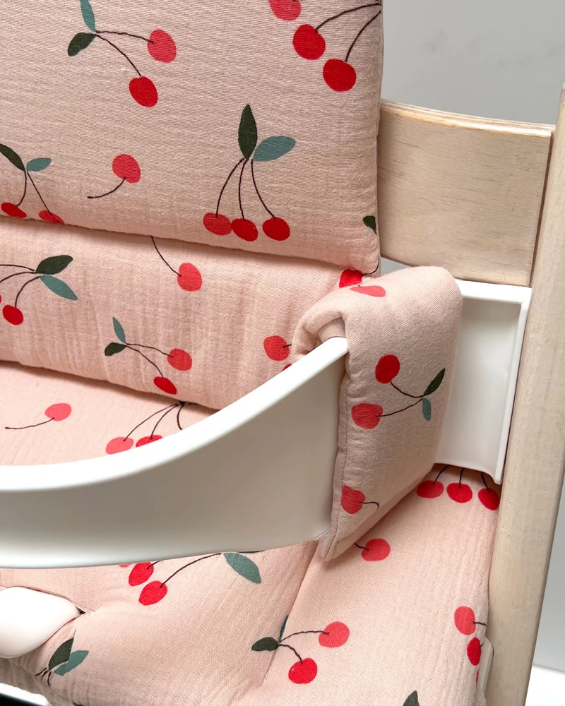 Sitzkissen Set Stokke für Tripp Trapp Hochstuhl aus 100% Musselin – für´s erste Sitzen ab 6 Monaten - Beige Taube