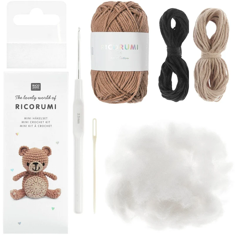 Amigurumi Häkelset Teddy Bär – Ricorumi Mini Easy – inkl. Anleitung & Zubehör