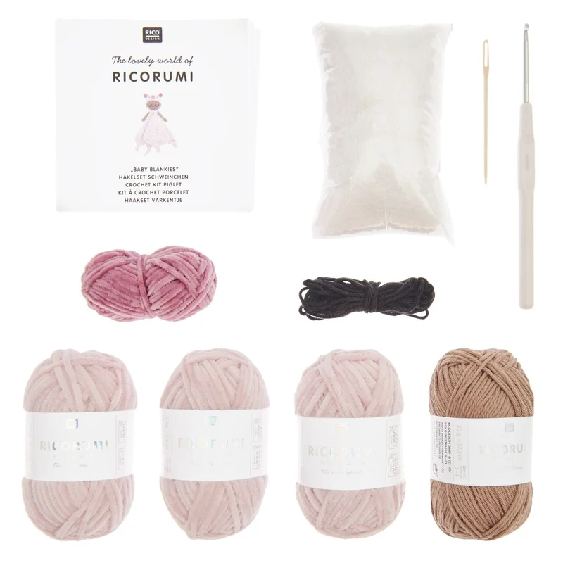 Ricorumi Häkelset Baby Blankies Rosa Schweinchen
