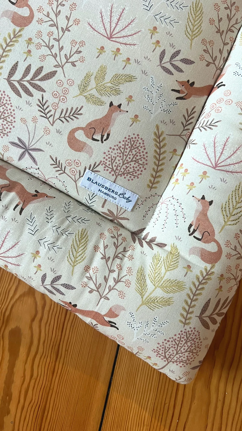Krabbeldecke Baby Fuchs Beige – dick gepolstert, diverse Größen