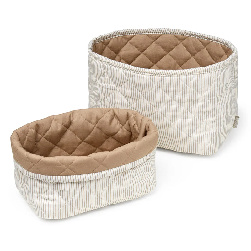 Cam Cam Copenhagen Aufbewahrungkorb Utensilo 2er Set Classic Stripes Camel / Camel