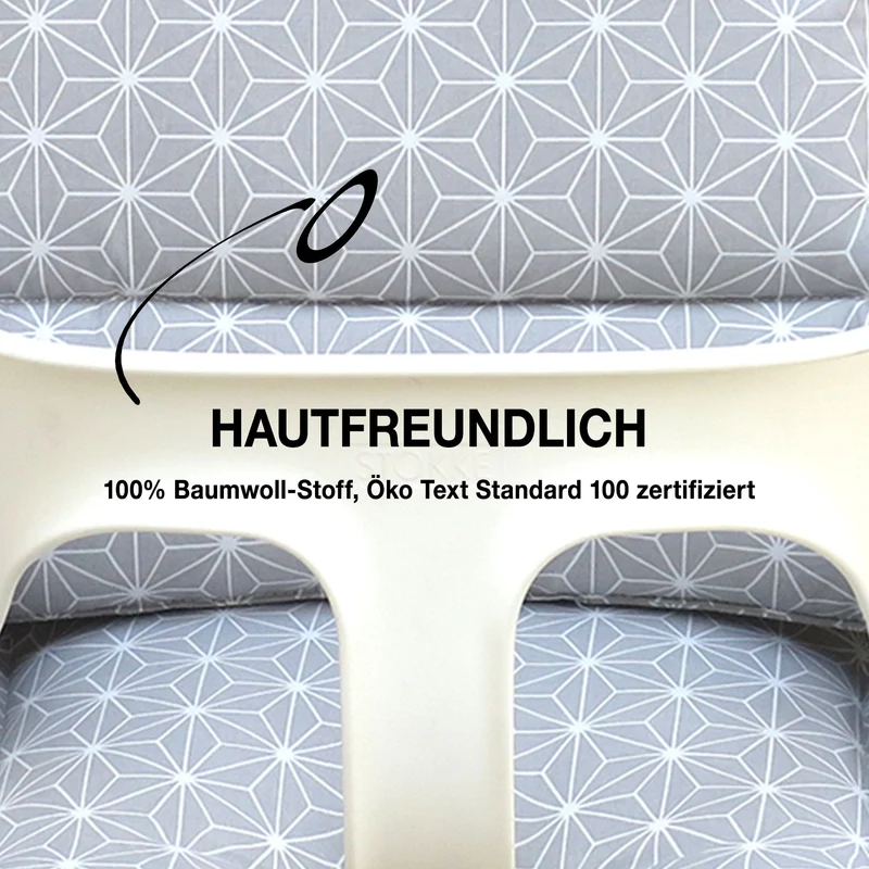 MIT NAMENS-STICKEREI - Abwaschbar Tripp Trapp Sitzkissen Happy Star Grau Personalisierbar
