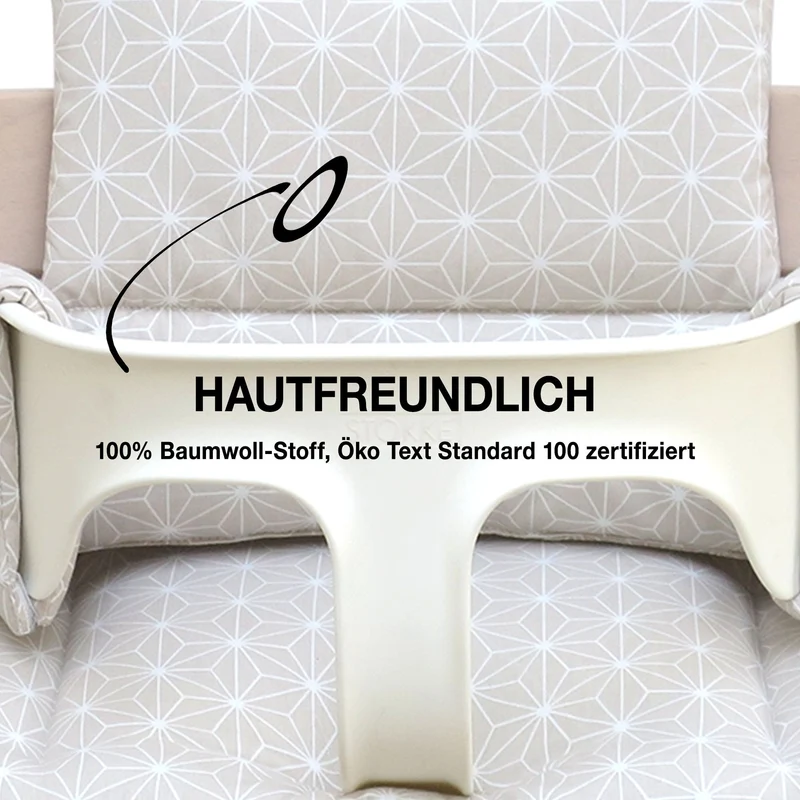 MIT NAMENS-STICKEREI - ABWASCHBAR Tripp Trapp Sitzkissen Happy Star Beige Personalisierbar