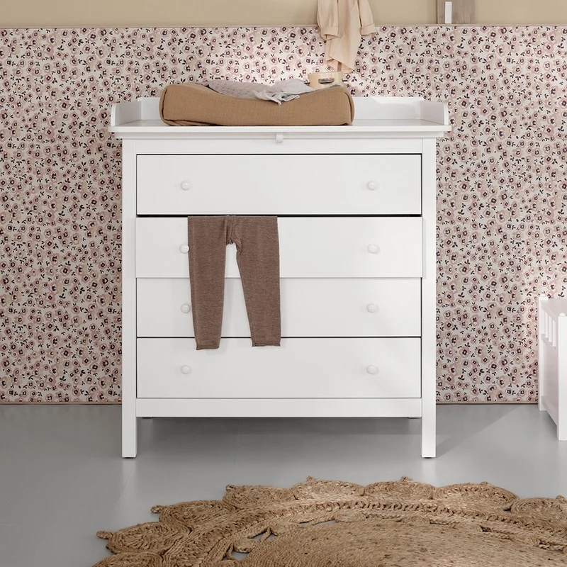 Oliver Furniture Seaside Wickelkommode mit 4 Schubladen Weiss