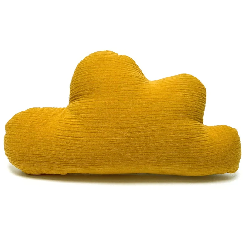 Kissen personalisiert mit Namen Baby - Musselin Senf Gelb
