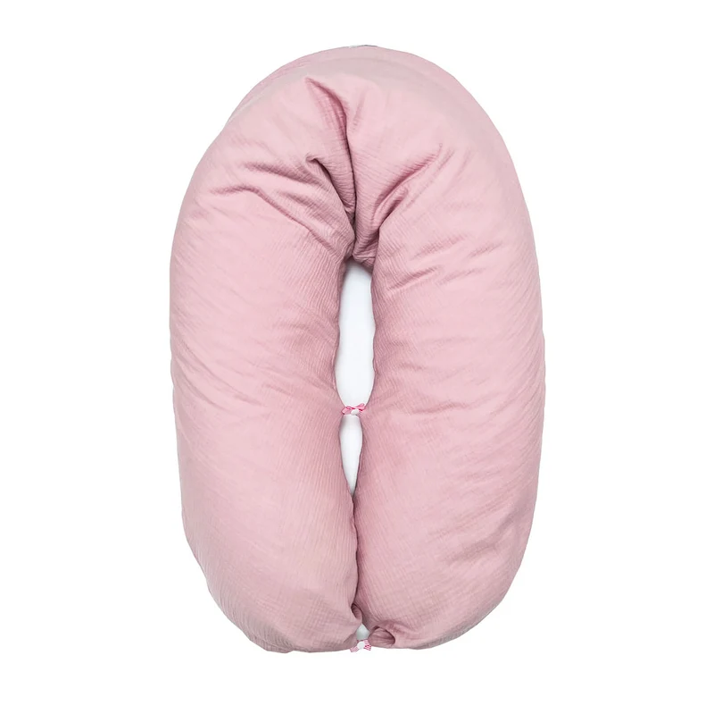 Stillkissenbezug aus Musselin mit Nestbau-Funktion für Theraline "Das Original" (190cm x38 cm) in Blush Rosa