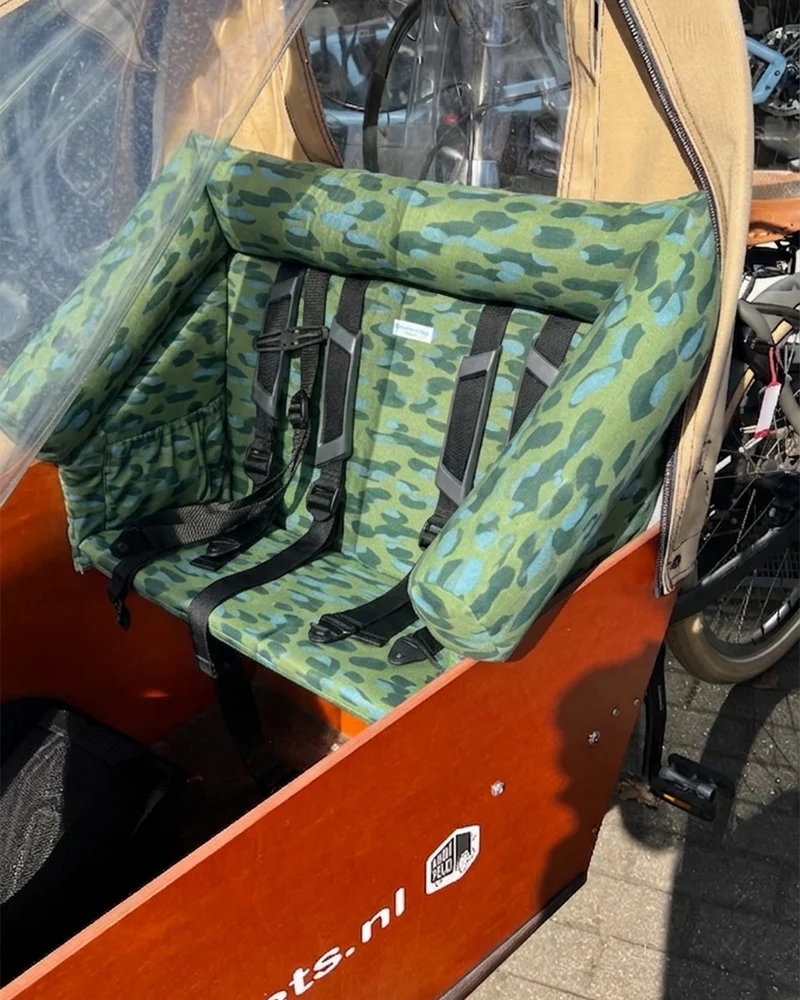 Bakfiets Lastenrad Kissen, Zubehör, Sitzpolster wetterfest - Tropfen Grün Blau Grau