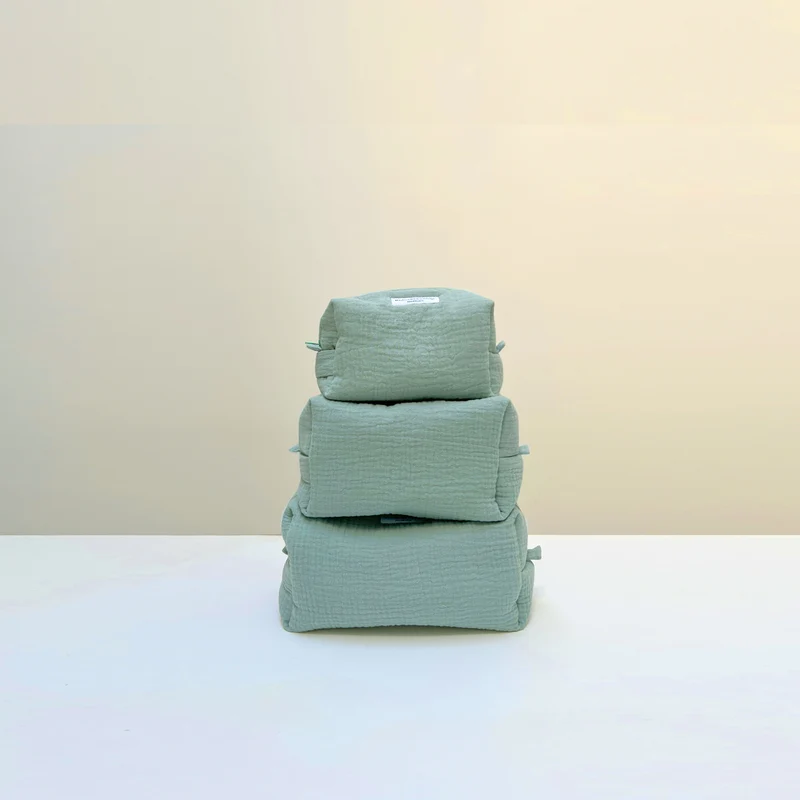 Wickeltasche, Kulturtasche für unterwegs - Salbei Grün