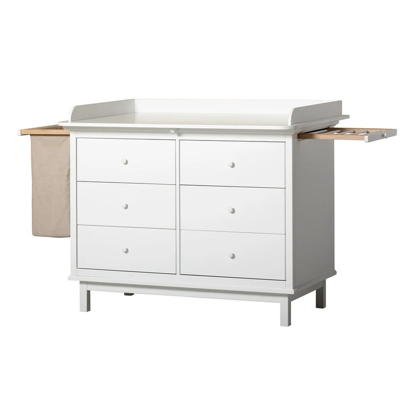 Oliver Furniture Seaside Wickelkommode mit 6 Schubladen inkl. Auszüge und Wäschesack Weiss