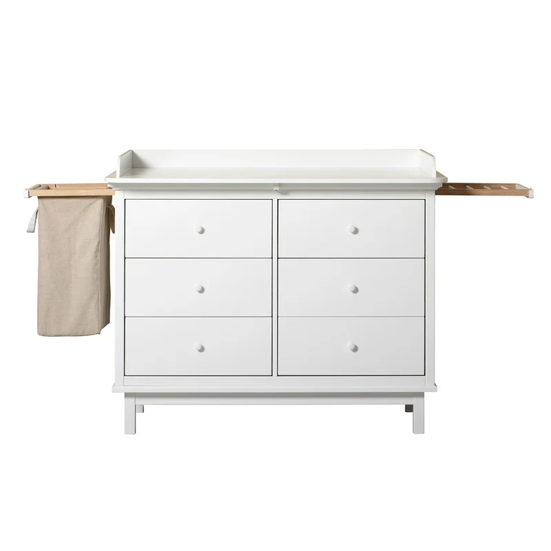Oliver Furniture Seaside Wickelkommode mit 6 Schubladen inkl. Auszüge und Wäschesack Weiss