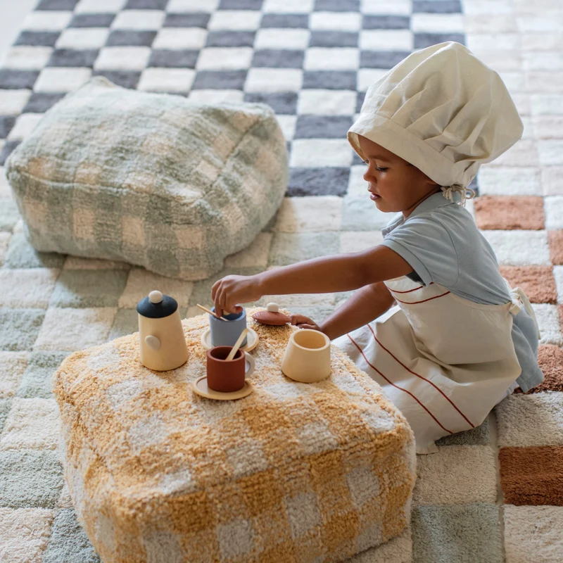 Sitzkissen für Kinder “Vichy Blue Sage”