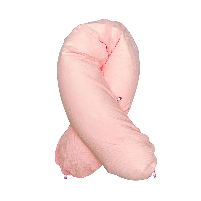 "Das Original" Theraline Stillkissen inkl. Musselin Bezug (190 cm x 38 cm) - Lachs Rosa