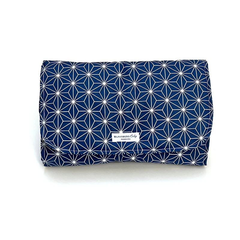 Wickeltasche Windeltasche mit Wickelunterlage für unterwegs ABWASCHBAR Happy Star Blau Beschichtet
