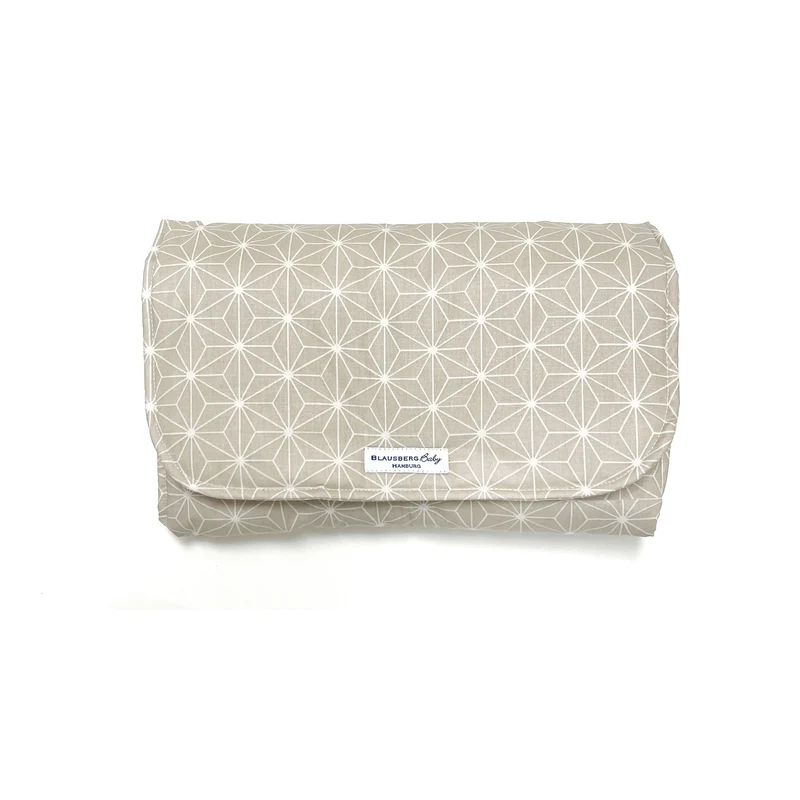 Wickeltasche Windeltasche mit Wickelunterlage ABWASCHBAR für unterwegs Happy Star Beige - Beschichtet