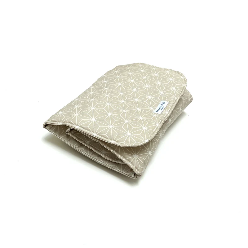 Wickeltasche Windeltasche mit Wickelunterlage ABWASCHBAR für unterwegs Happy Star Beige - Beschichtet