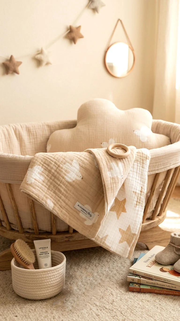 Musselin Decke 4-lagig aus Baumwolle, Oeko-Tex – Weiche Wendedecke, Sommerdecke Krabbeldecke für Babys, Kinder & Erwachsene Tauben Sterne Beige