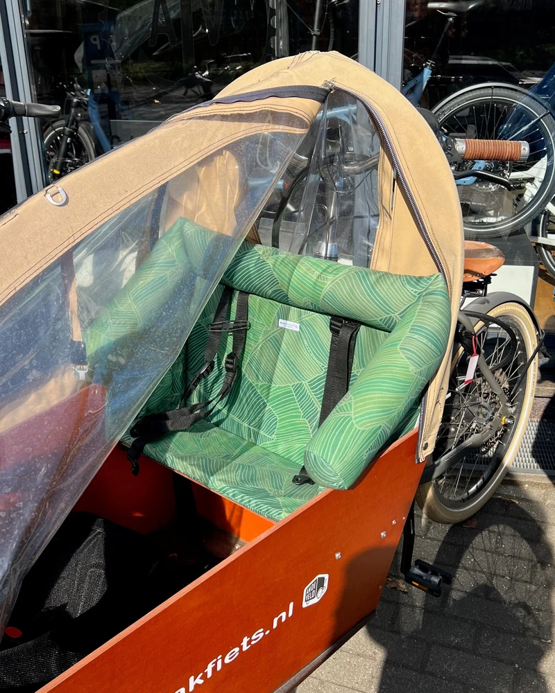 Bakfiets Lastenrad Kissen, Zubehör, Sitzpolster wetterfest - Blätter Dunkelgrün Salbei