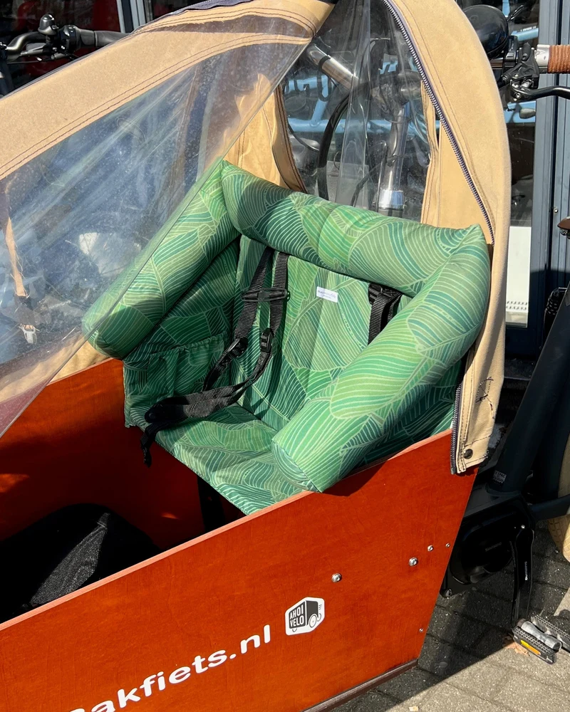 Bakfiets Lastenrad Kissen, Zubehör, Sitzpolster wetterfest - Blätter Dunkelgrün Salbei