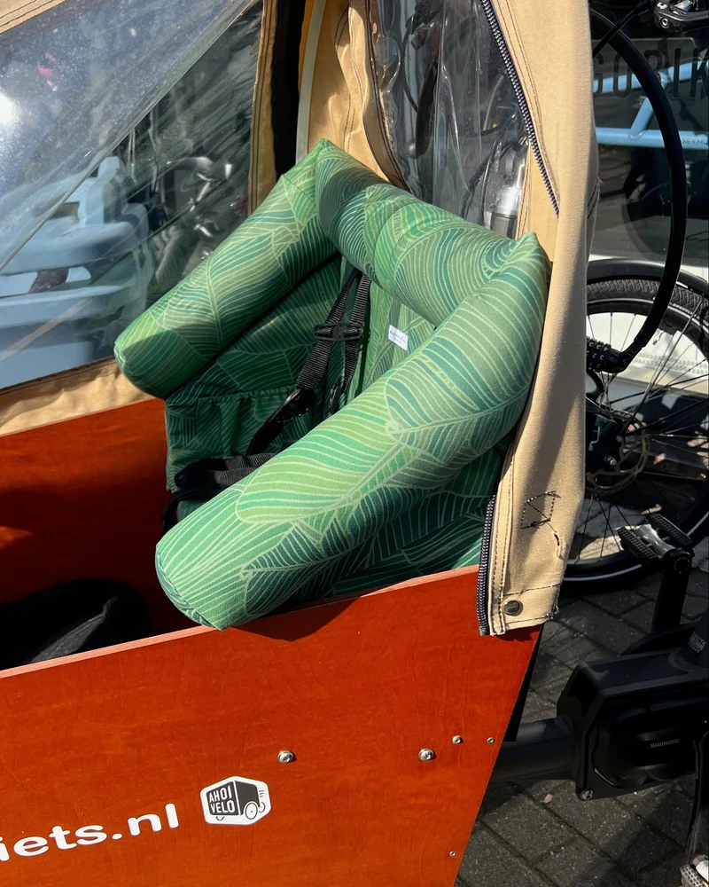 Bakfiets Lastenrad Kissen, Zubehör, Sitzpolster wetterfest - Blätter Dunkelgrün Salbei