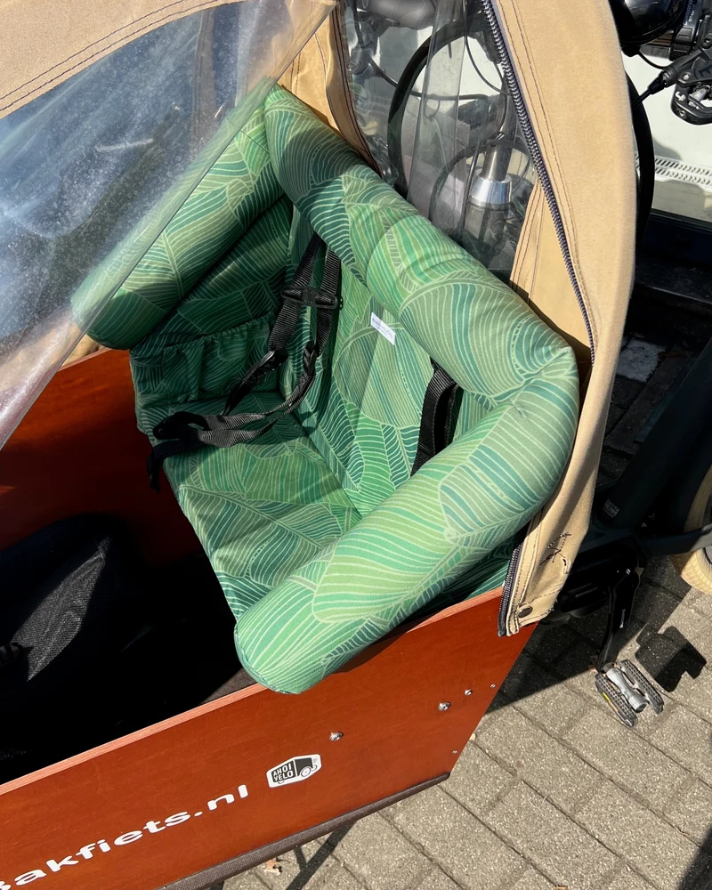 Bakfiets Lastenrad Kissen, Zubehör, Sitzpolster wetterfest - Blätter Dunkelgrün Salbei