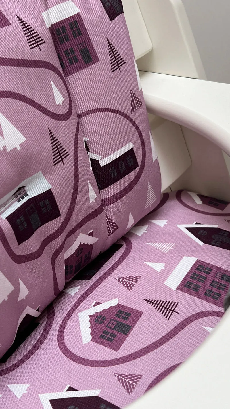 Sitzkissen Set für Hauck Alpha Weihnachten Schnee Rosa