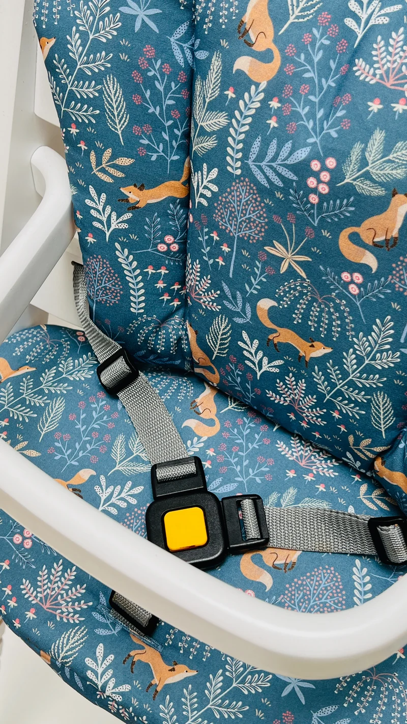 Timba Sitzkissen Set Fuchs Waldtiere Blau für Bebeconfort Hochstuhl