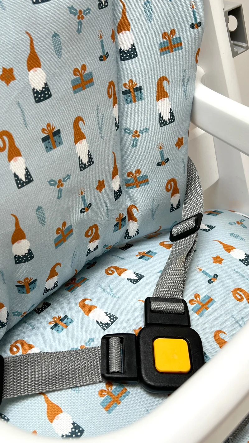 Timba Sitzkissen Set für Bebeconfort Hochstuhl Wichtel Blau Weihnachten