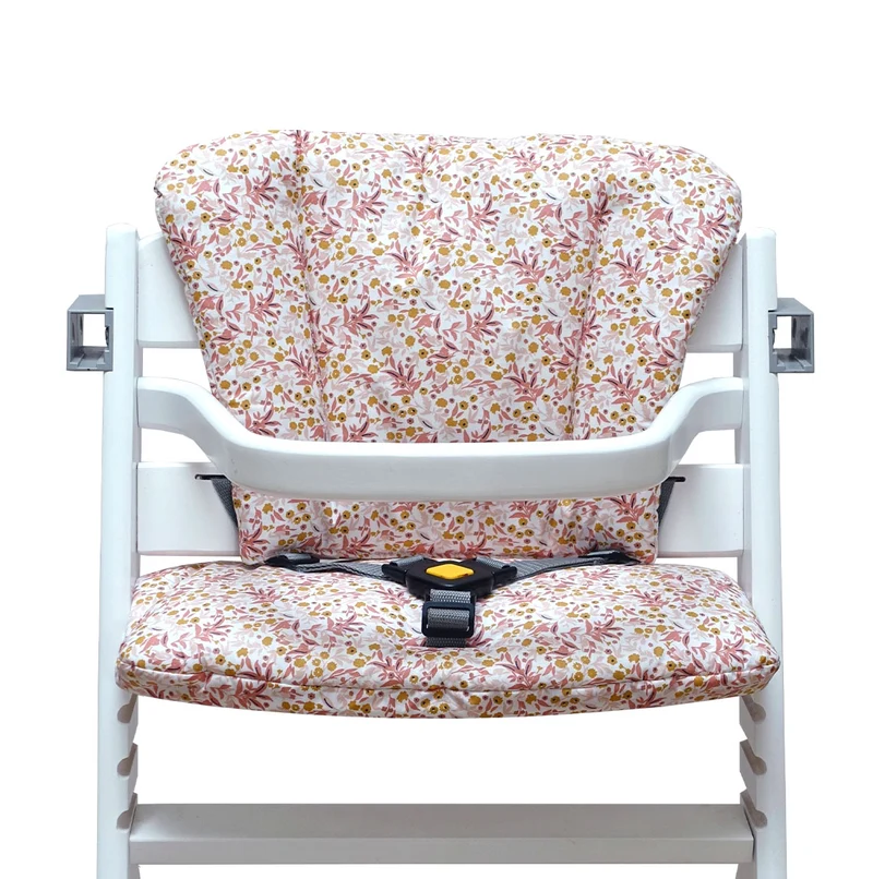 ABWASCHBAR Timba Sitzkissen Set Blumenwiese Rosa Beige für Bebeconfort Hochstuhl