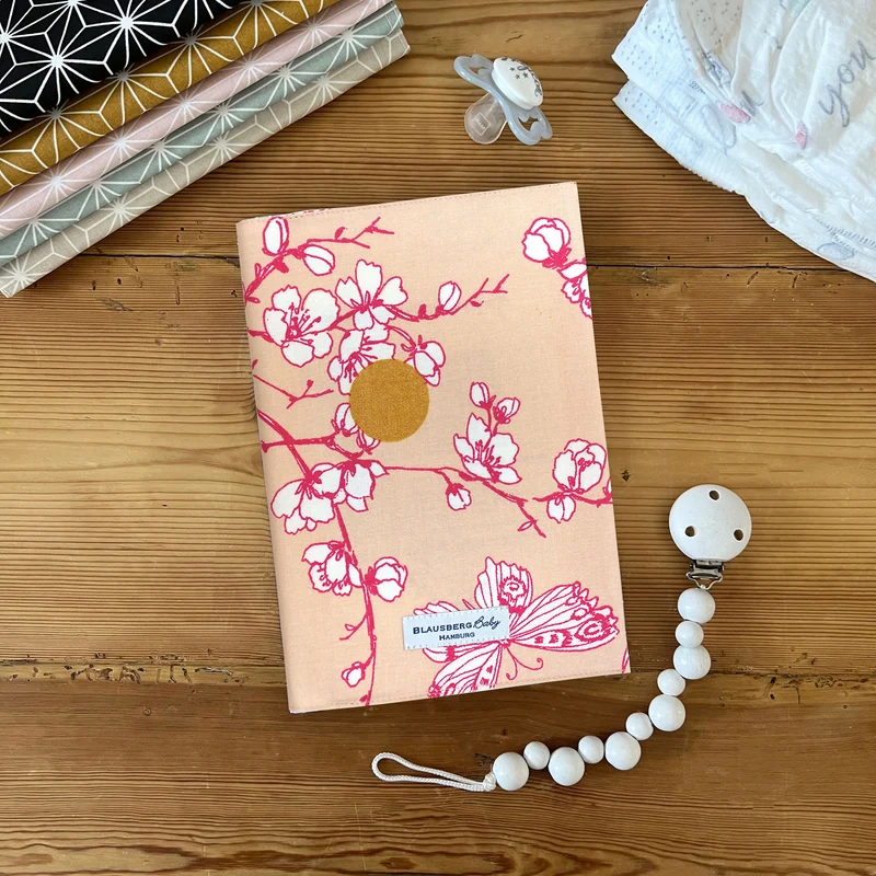 U-Heft Hülle Cherry Blossom Pink Gold Abwaschbar