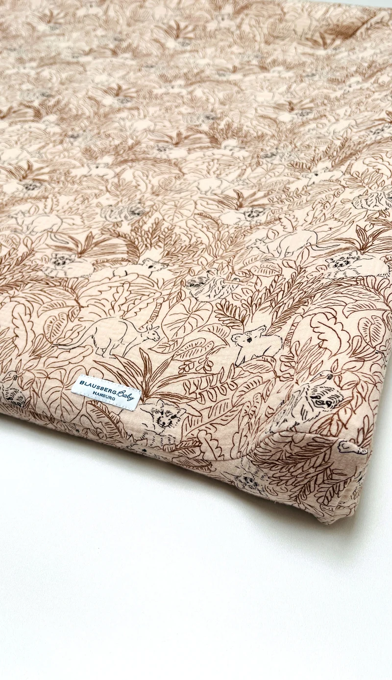 Musselin Bezug für Wickelauflage / Wickelunterlage Vädra von IKEA Dschungel Beige